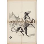 [Native Americans] "Horse being lassoed by a cowboy"