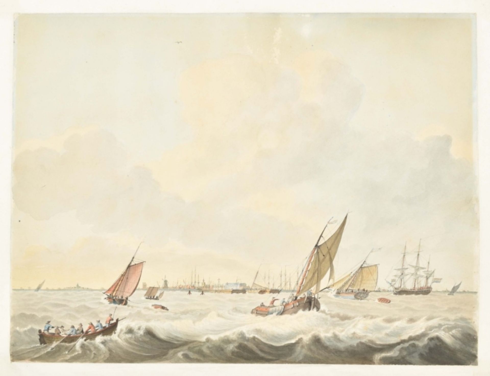 "Sailing vessels near a Dutch harbour"