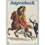 [Dogs. Horses. Lions. Hagenbeck] "Lion riding a horse"