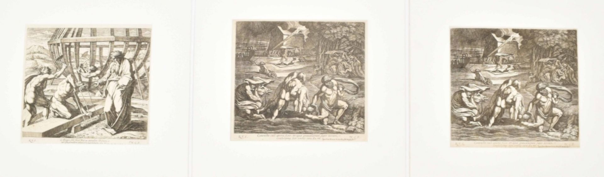 Niocolas Chaperon (1612-1656) after Raphael (1483-1520). Two prints of Noah's ark