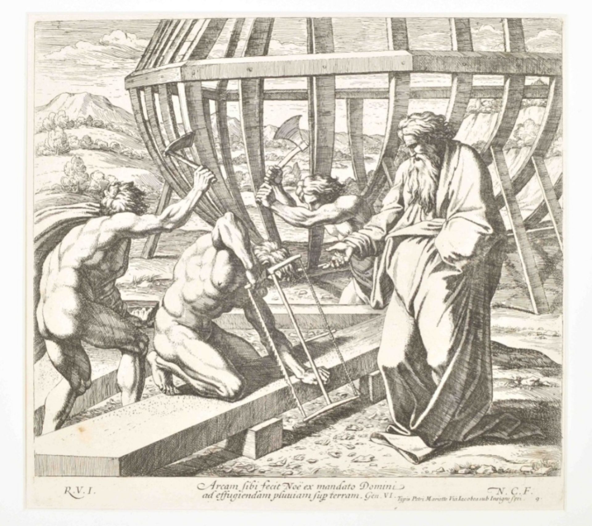 Niocolas Chaperon (1612-1656) after Raphael (1483-1520). Two prints of Noah's ark - Image 2 of 8