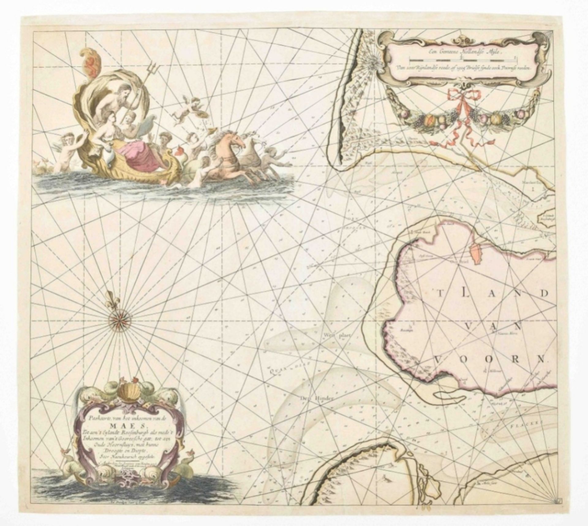 Two nautical charts: Paskaerte van het inkoomen van de Maes, - Image 2 of 6