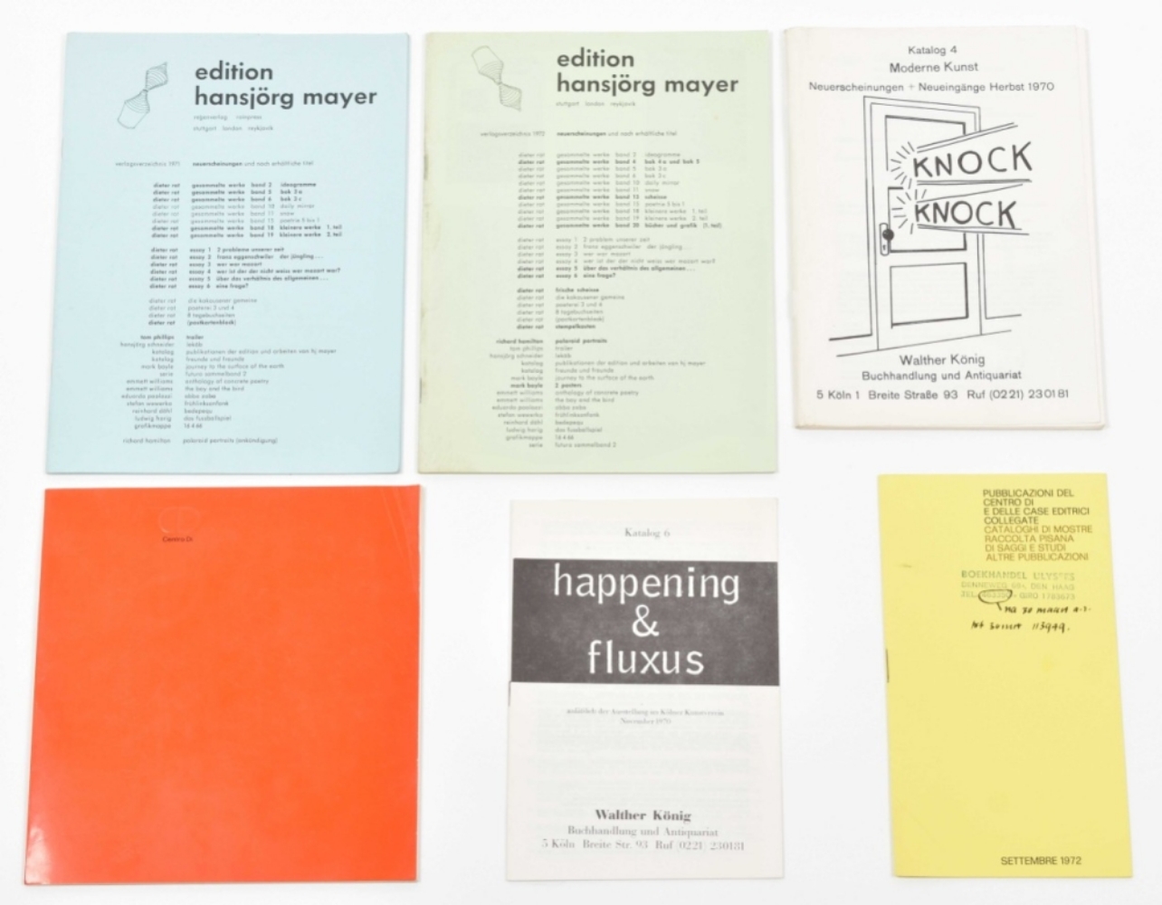 Sales catalogues Walther König, Hansjörg Mayer, Centro Di