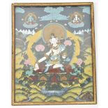 Thanka painting with central White Tara