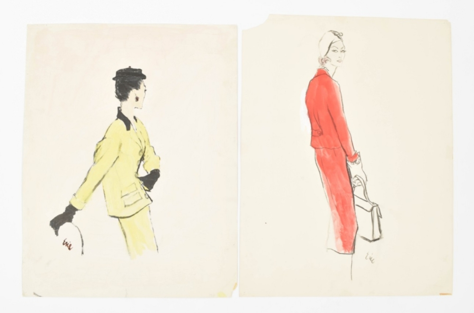 Carl "Eric" Erickson (1891-1958). Two fashion illustrations