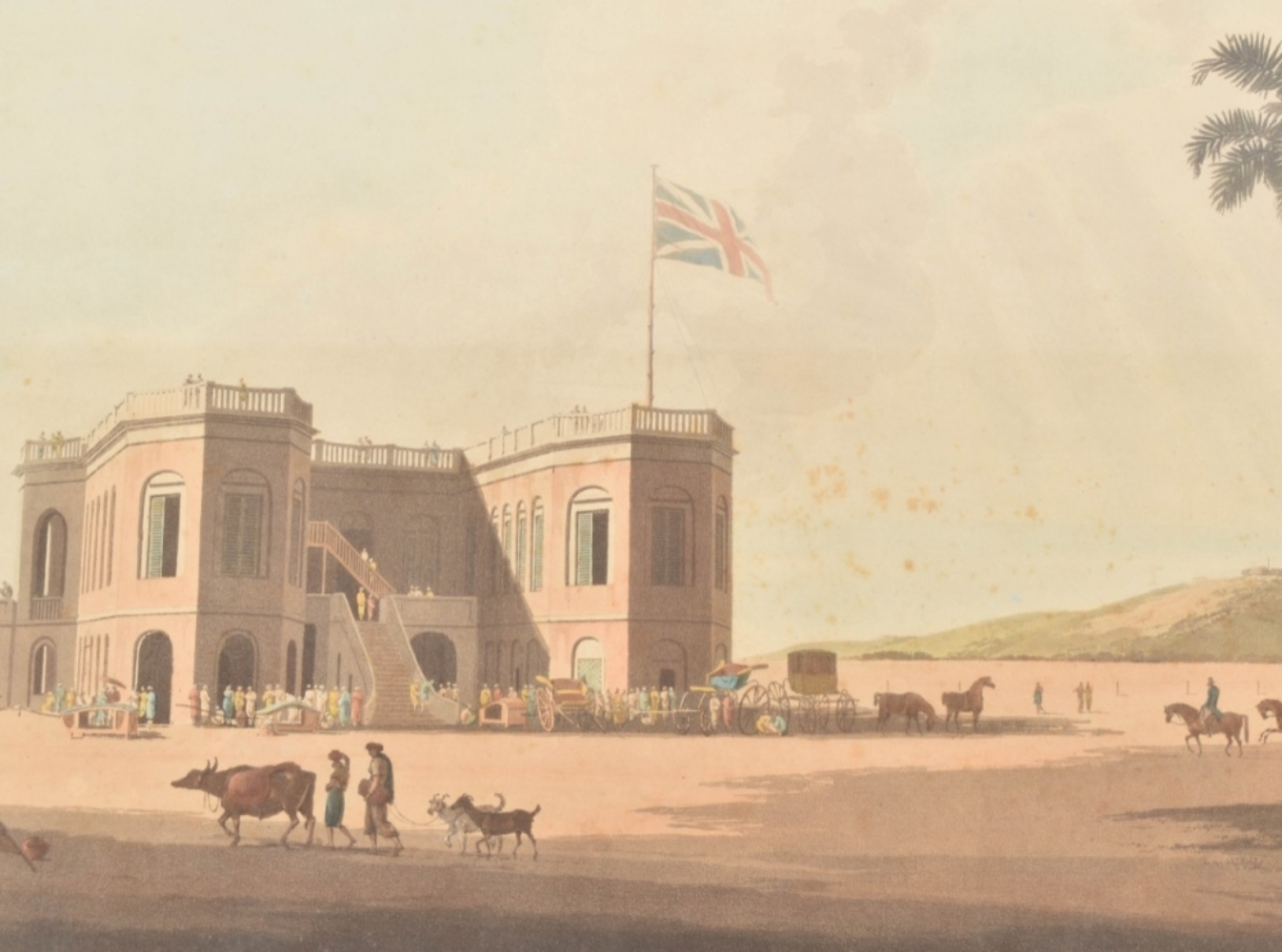 After Thomas Daniell (1749-1840). The Assembly Rooms on the Race Ground near Madras - Image 2 of 5