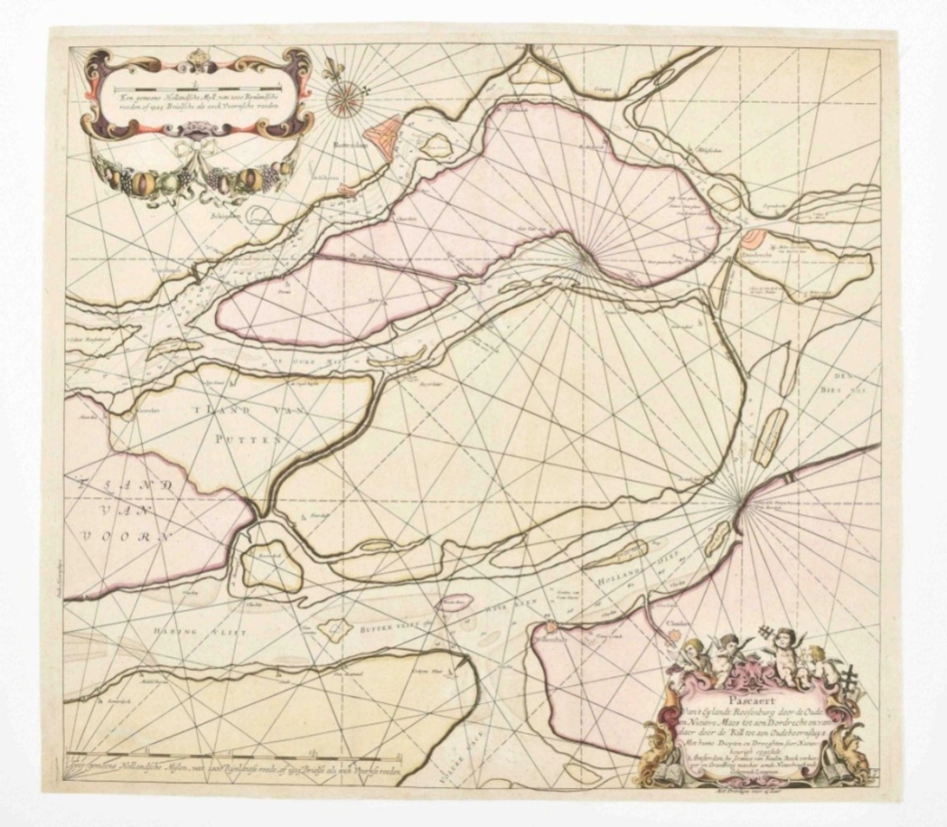 Two nautical charts: Paskaerte van het inkoomen van de Maes, - Image 5 of 6