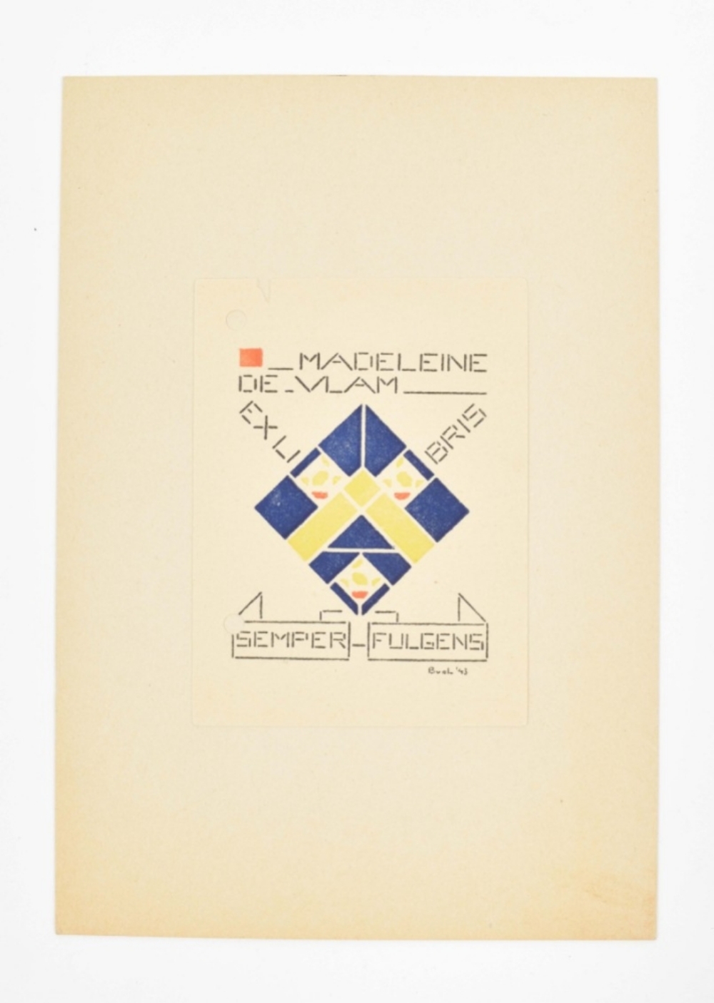 Bart van der Leck (1876-1958). "Ex libris Madeleine de Vlam"
