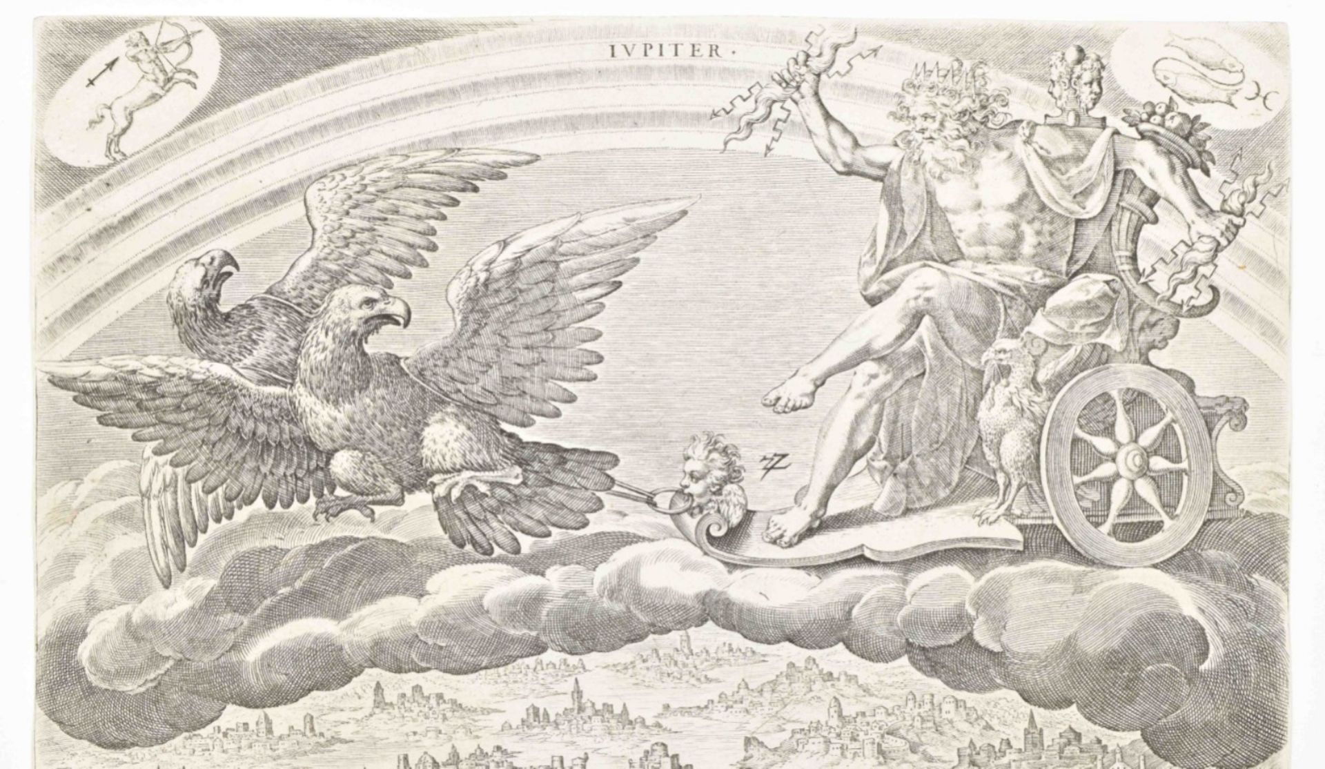 Johann Sadeler I (1550-1600) after Maerten de Vos (1532-1603). "Moon, sun and planets" - Image 5 of 10