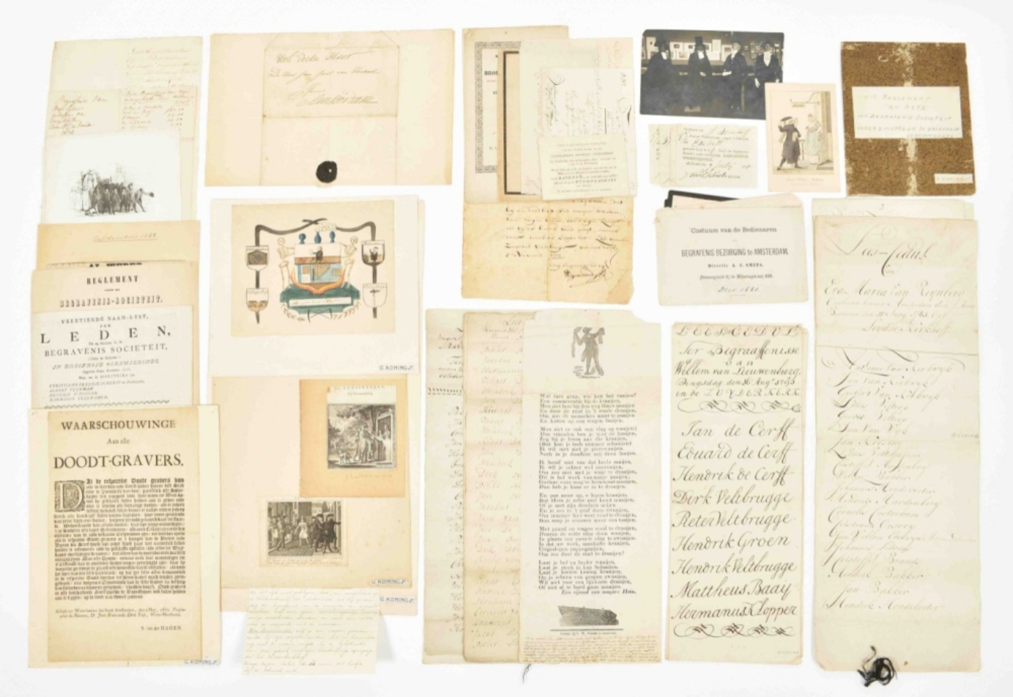 Collection of approx. 25 manuscripts and printed items,