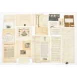Collection of approx. 25 manuscripts and printed items,