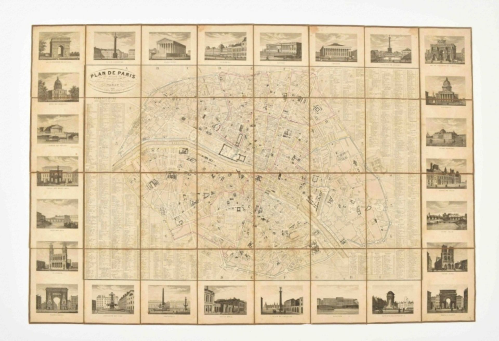 Four folded segmented maps on linen: Plan routier 