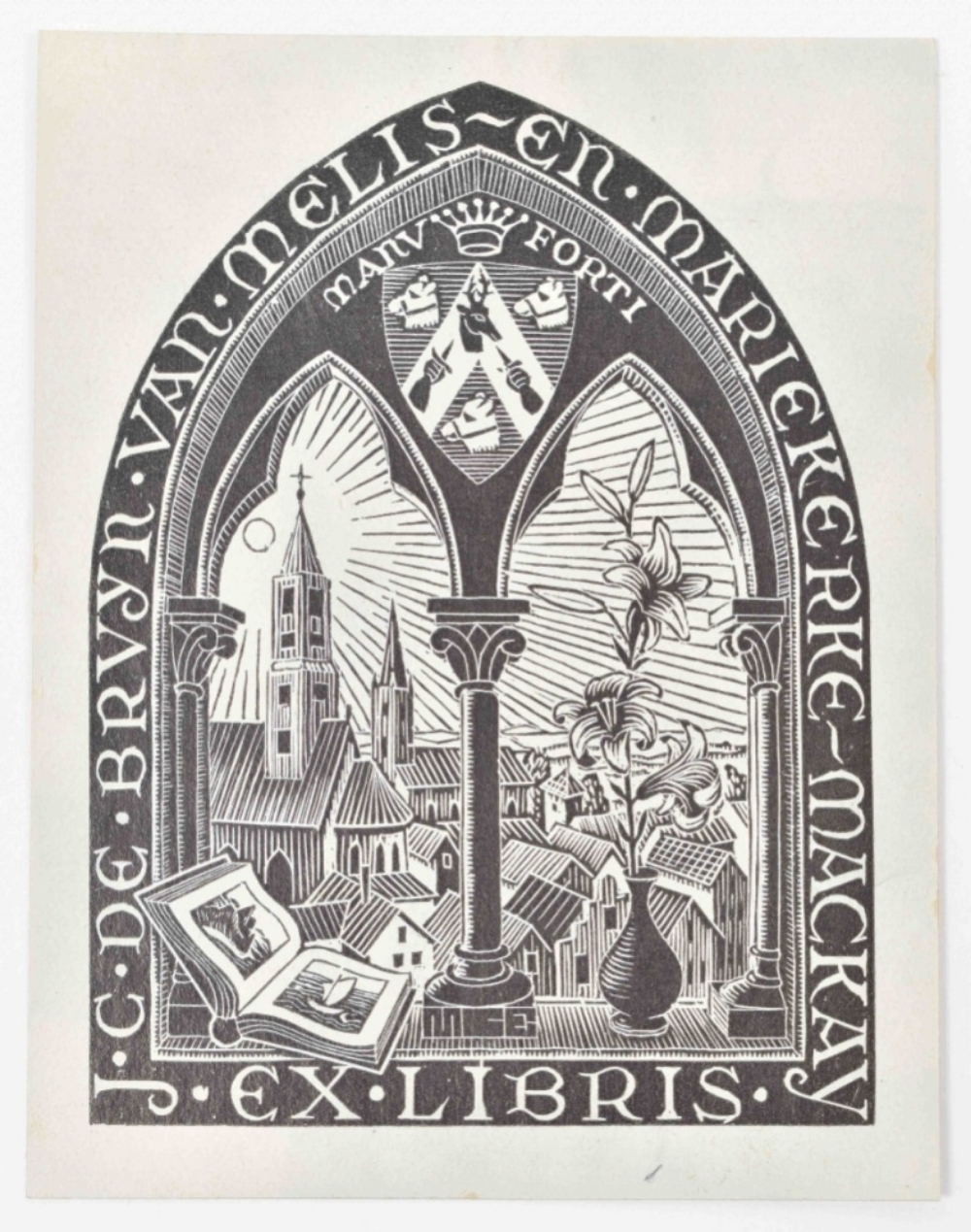 M.C. Escher (1898-1972). "Ex libris J.C. de Bruyn van Melis- en Mariekerke-Mackay"