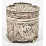 Oval silver tea-caddy