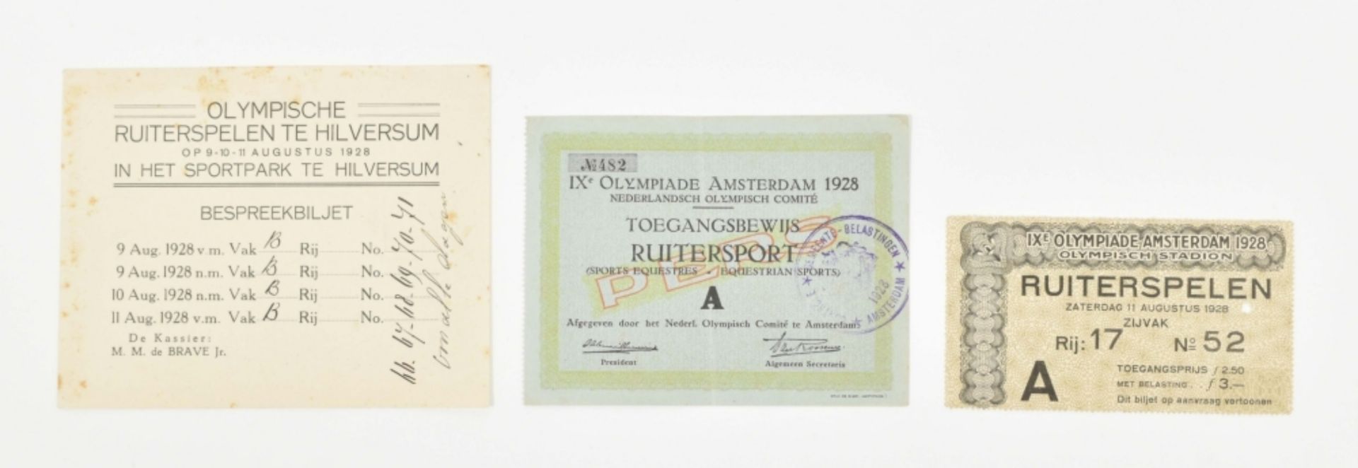 Three items: Olympische Ruiterspelen te Hilversum 1928
