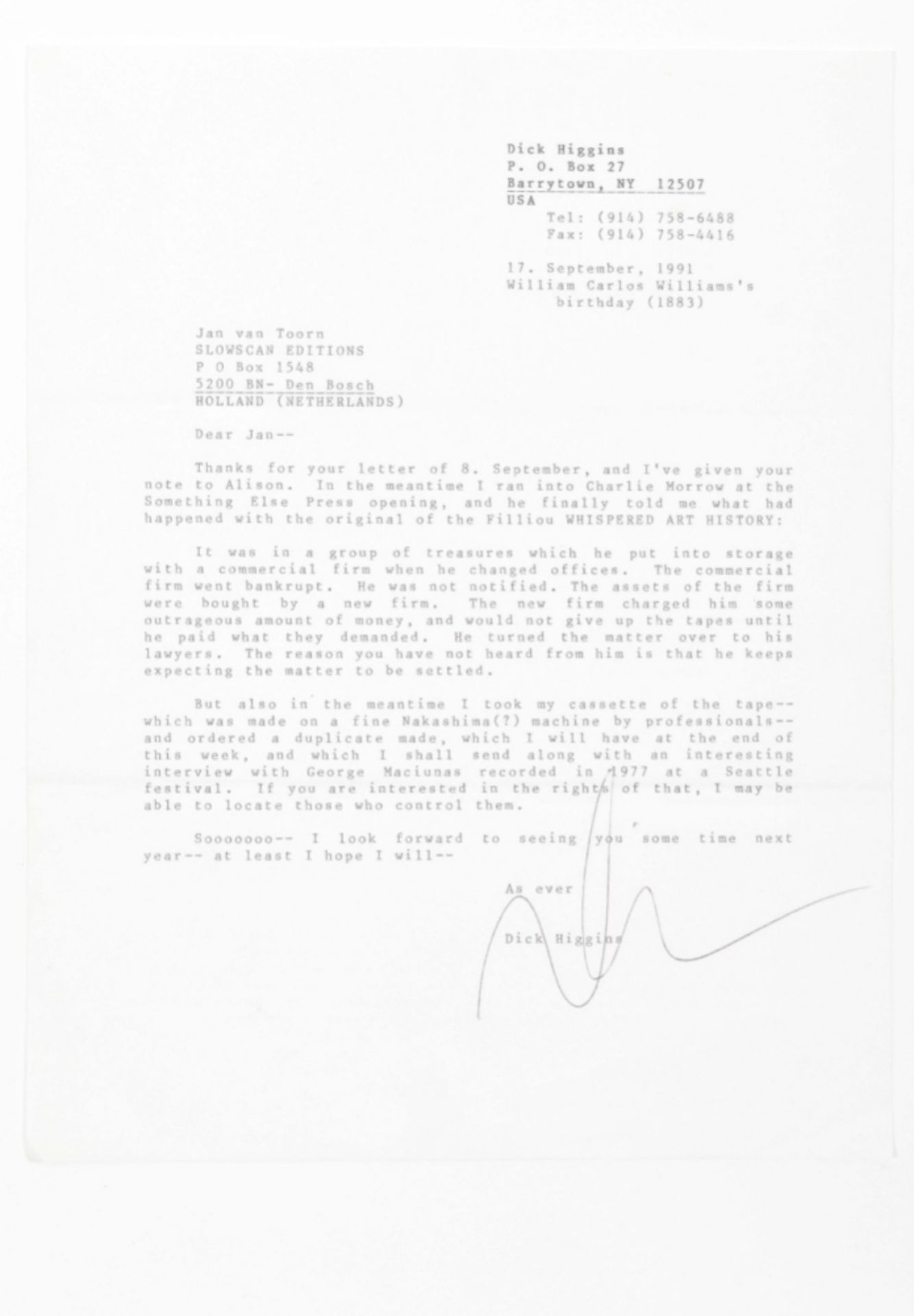 Dick Higgins, extensive correspondence with Jan van Toorn - Image 4 of 6