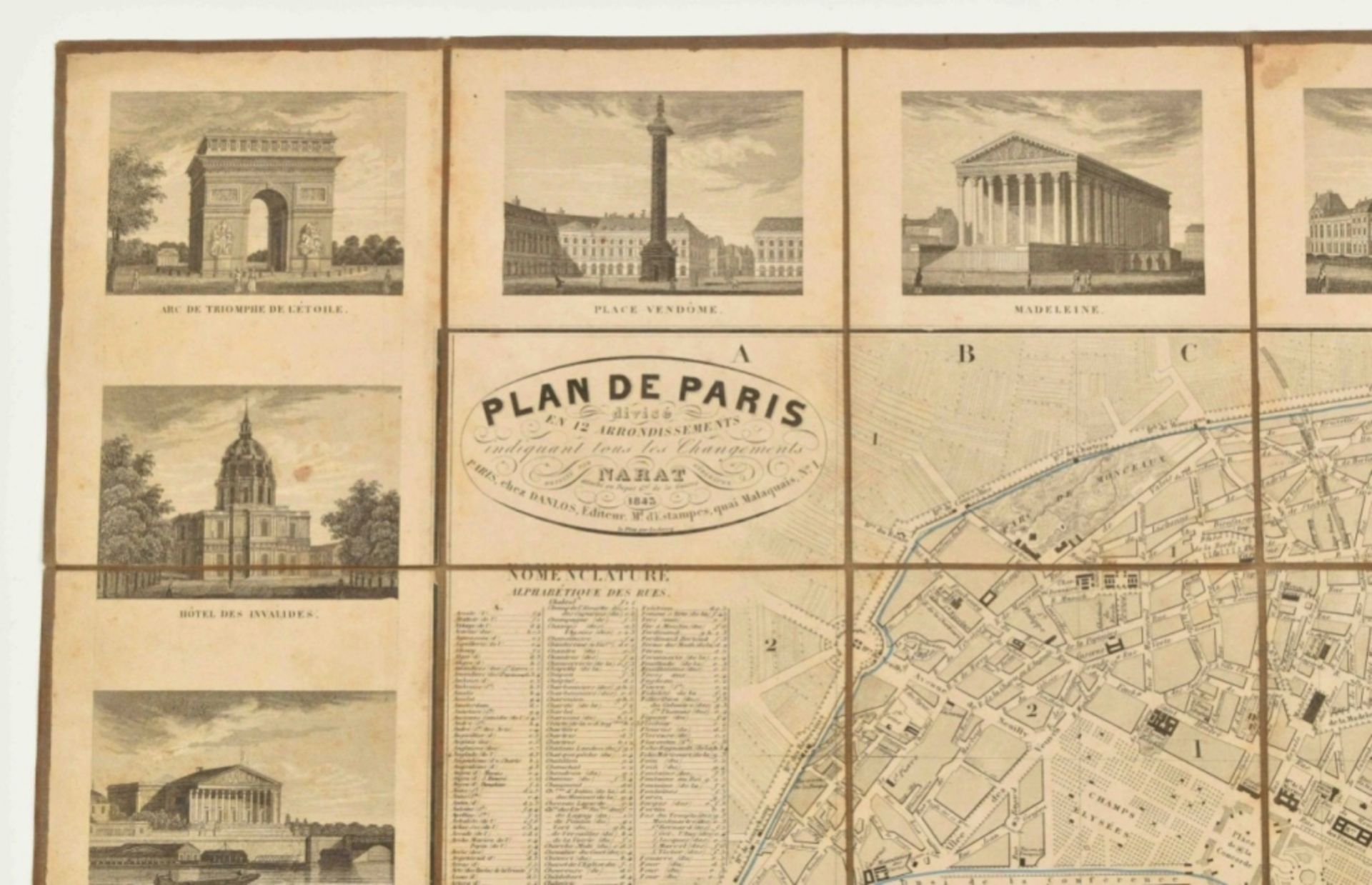 Four folded segmented maps on linen: Plan routier  - Image 2 of 9