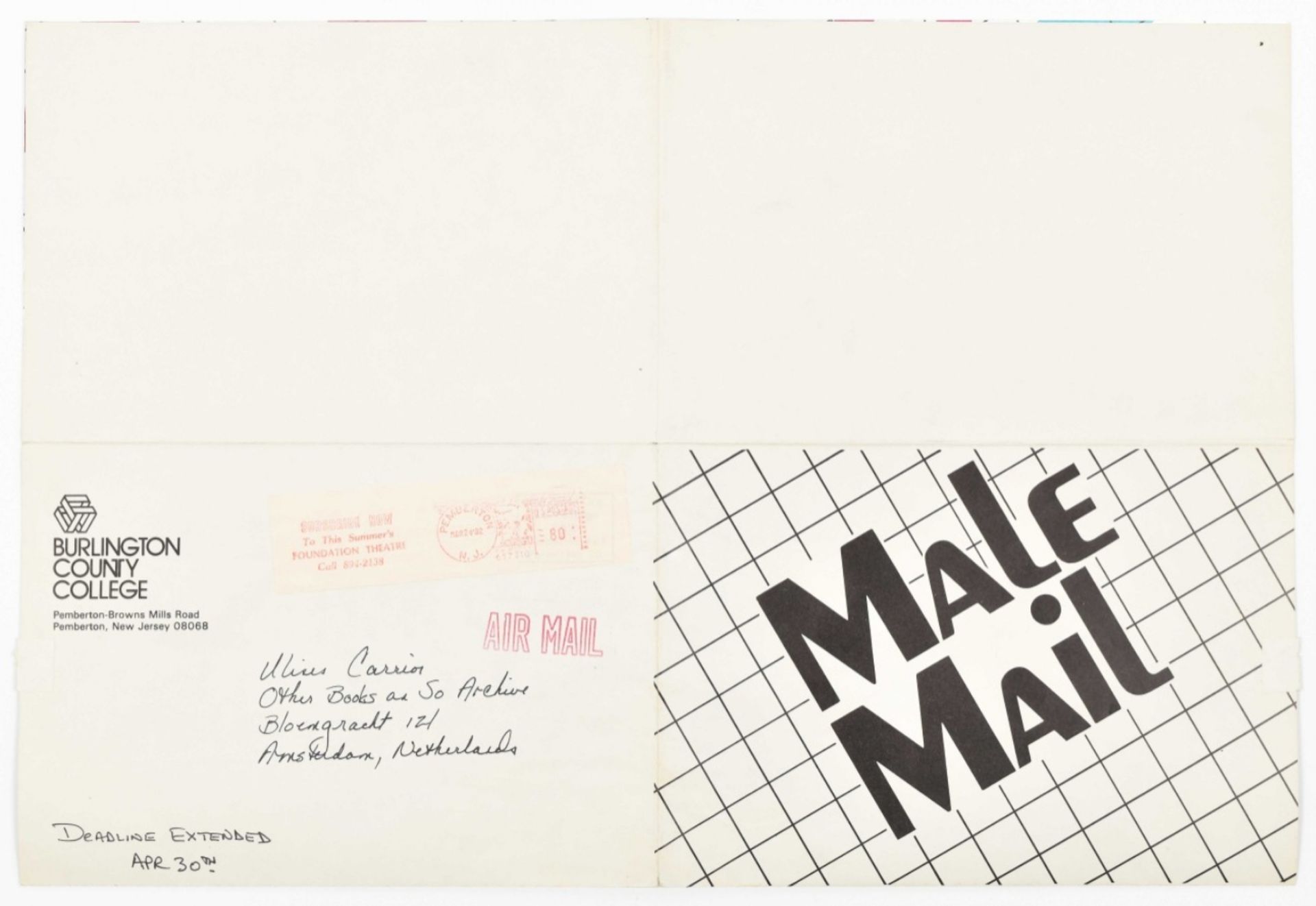 Male Mail, exhibition poster mailed to Ulises Carrion - Image 2 of 2