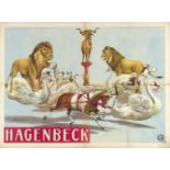 [Goats. Lions. Swans. Hagenbeck] "Carousel of lions and dogs riding swans"