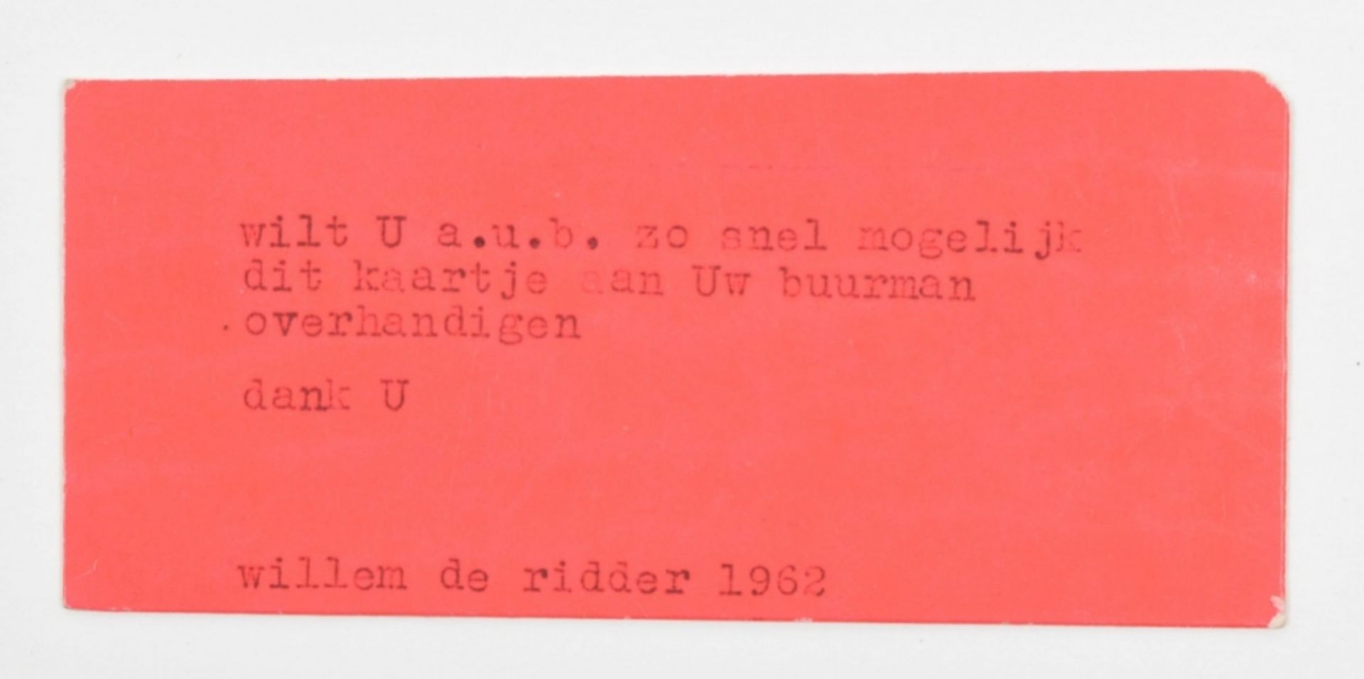 Willem de Ridder, original event card and documents - Image 8 of 10