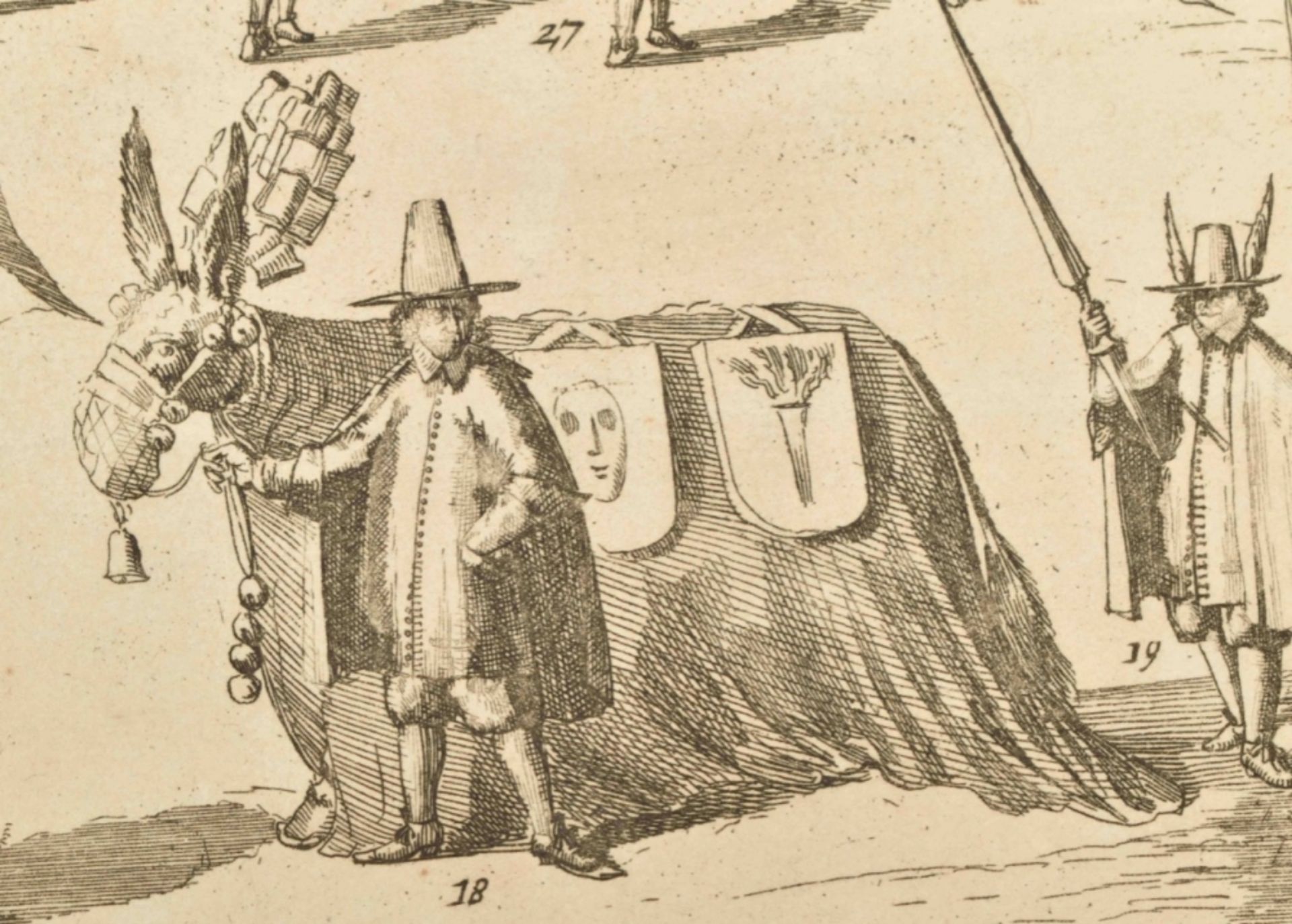 Caricatural funerary procession of pastor Abraham van de Velde, 14 June 1677 - Image 6 of 7