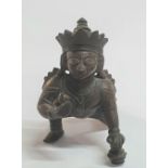 Small antique Hindu bronze of kneeling Goddess, 8.5cm tall 285 grams