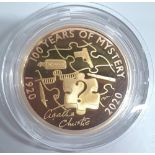 2020 Agatha Christie: 100 Years of Mystery Gold Proof £2 Coin by the Royal Mint, boxed and with
