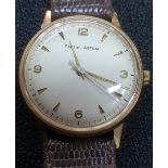Smiths Astral 17 jewels, vintage, 9ct rose gold cased wristwatch with leather strap