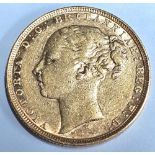 Queen Victoria young head 1882 sovereign, Melbourne mint