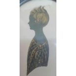 Unsigned, early 19thC silhouette of a young girl, highlighted in gilt housed in its original