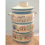 Vintage 1970s Rumtopf of West Germany large lidded ceramic jar with fruit decoration