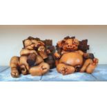 Pair of large wooden pigs (2)