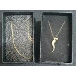 Two fine 9ct yellow gold necklaces, one with a fine quality pendant (2)