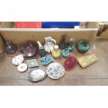 Box of quality glassware and ceramics to include Mdina vases and an Inge Waase Danish plate etc (