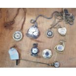 Good collection of mainly ladies hanging watches, some enameled together with a modern Seconda