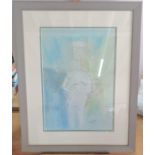 John THOMPSON (1924-2011) watercolour and pen, man with Duck, signed, framed and glazed, The w/c