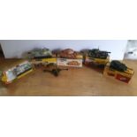 Five boxed, late 20thC Corgi die-cast WWII tanks together with a die cast field gun, unboxed (5)