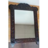 Hand carved Oak antique mirror, Approx overall size 77 x 55 cm