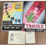 Two large, unframed, mid 20thC mid 20thC poster designs with certificates, 1 is in oil on board, the