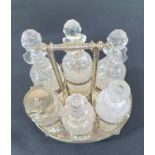 Victorian cut-glass and silver plated cruet set