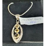 Fine quality silver chain and large silver and quartz pendent