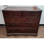 Georgian Mahogany chest of five drawers with brass swan neck handles 117 x 54 x 105 cm