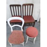 Three chairs and covered stool (4)