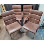 Hands, 2012, four contemporary retro brown leather and chrome chairs (4)