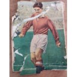 Rare Duncan Edwards signature on old damaged magazine picture of himself