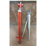 Good quality, large, metal artists easel together with a large, metal tripod (2)