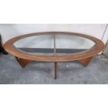 G-Plan 1960s/70s oval Teak Astro coffee table with glass top
