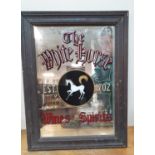 "The White Horse" pub mirror in wood frame