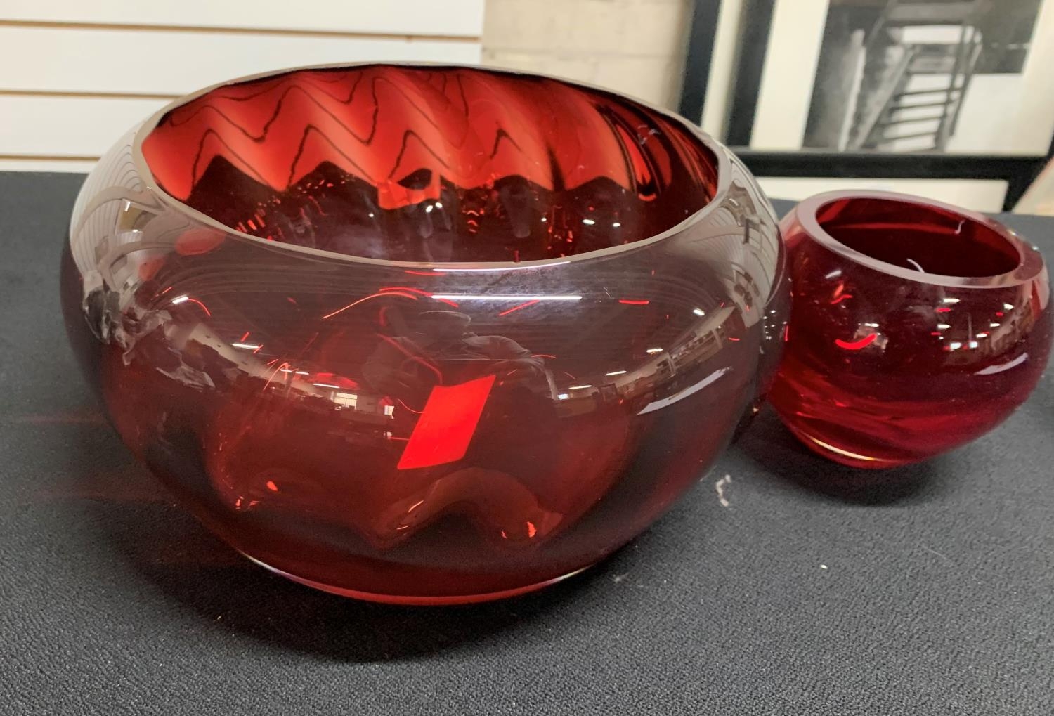 Ruby red Whitefriers style bowl together with another similar, a/f, (2) - Image 2 of 2