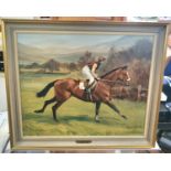 Leonard G. KERSLEY (British 20thC) 1978 oil on canvas, Sibelius with jockey up, wood frame